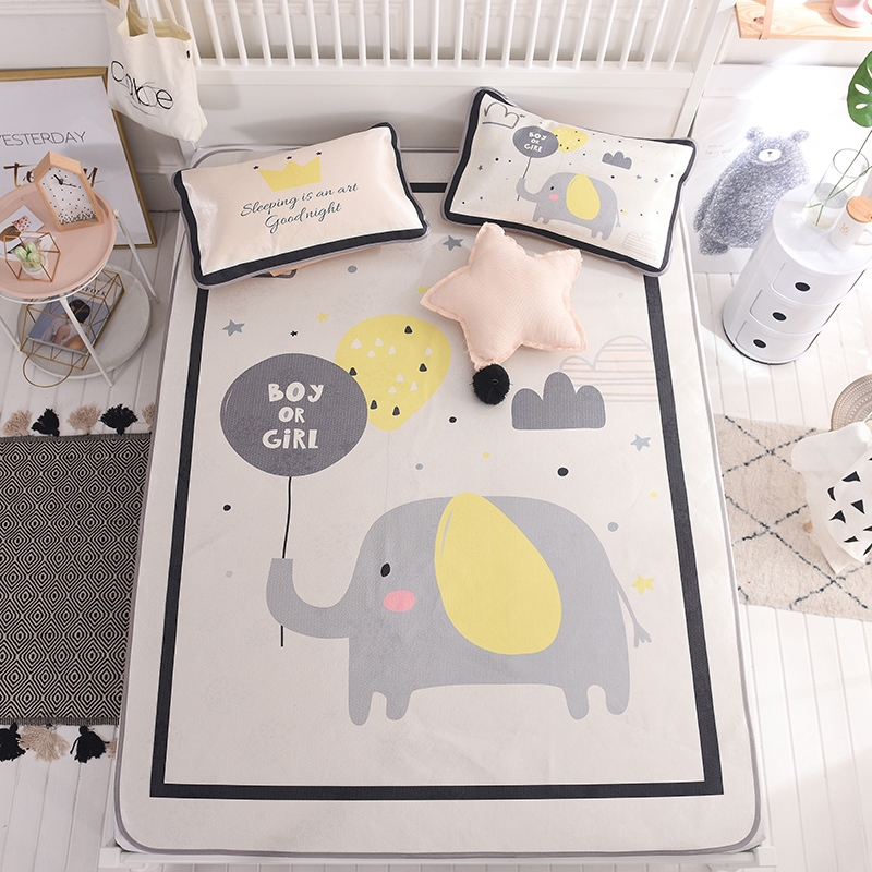 Ice silk mat three-piece set air-conditioning soft mat 15m washable foldable 18m bed summer children's mat for home use - Taobao