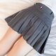 Summer classic pleated skirt, four-bar wool high-waist skirt, slim skirt, gray A-line short front and long skirt