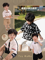 Beans several moms white shirts 2022 summer clothing New pint trendy children Baby Summer short sleeves Lining Suit Tide