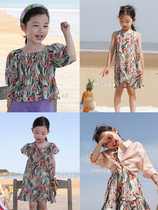 Beans A Few Moms Girl Harnesses Dress 2022 Summer clothes 2022 ladies Baby Skirts Foreign Air Children Bubble Sleevy Sleeves Blouse