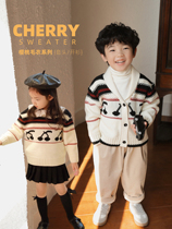 Beans a few moms children cherry wool sweater 2022 spring dress new male and female child clothing headsweaters two sets of damp