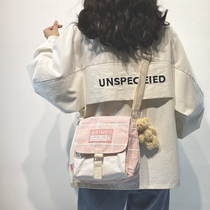 Canvas Pouch Bag Woman 2021 New Chauzzins Day Injuku Student Single Shoulder Teenage Girl Slanted Satchel