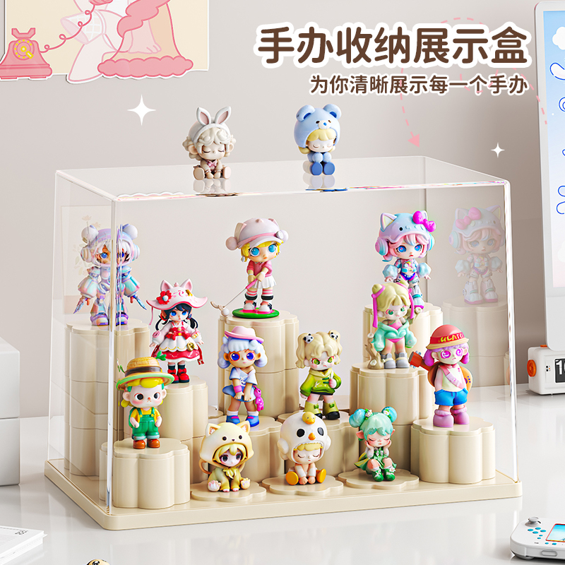 盲盒收藏家必备神器：透明防尘盒亚克力展示架，手办玩具收纳新潮流！