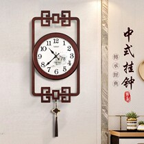 New Chinese wall clock living room Chinese style clock solid wood classical decoration wall watch creative atmosphere home fashion clock