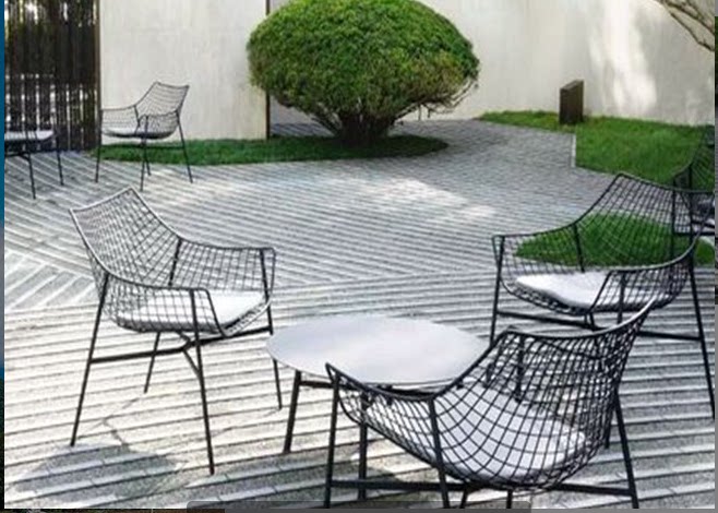Take care of home Nordic hollowed-out wire chair steel wire breathable computer chair outdoor back leaning chair dining chair iron art tea table