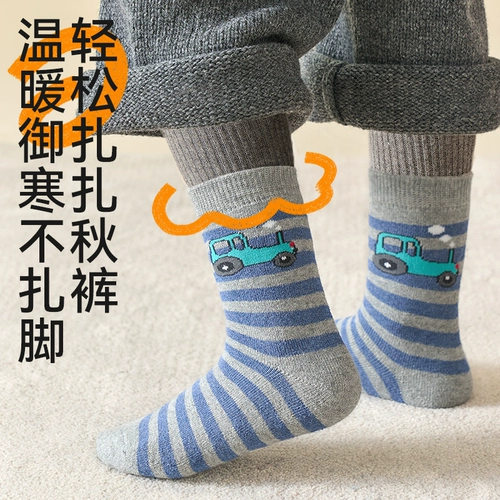 Детские демисезонные утепленные хлопковые зимние удерживающие тепло носки для мальчиков, средней длины