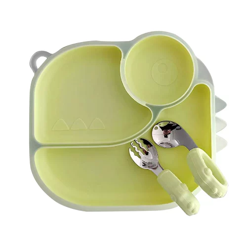 Стульчик для кормления, детская обеденная тарелка, силиконовая посуда для кормления для еды для тренировок, ложка