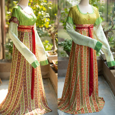 Qinglinggu Original Adult Hanfu Women's Spring and Autumn Style Guiyan Early Tang Dynasty Set Hanfu Tang Backrest Waist-length eight-torn skirt