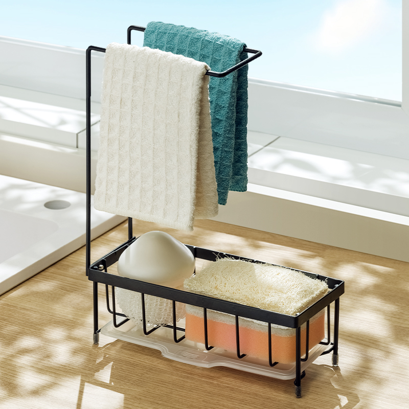 Dishwashing sponge brush drain storage rack kitchen hanging rag scouring cloth to dry countertop sink sink rack