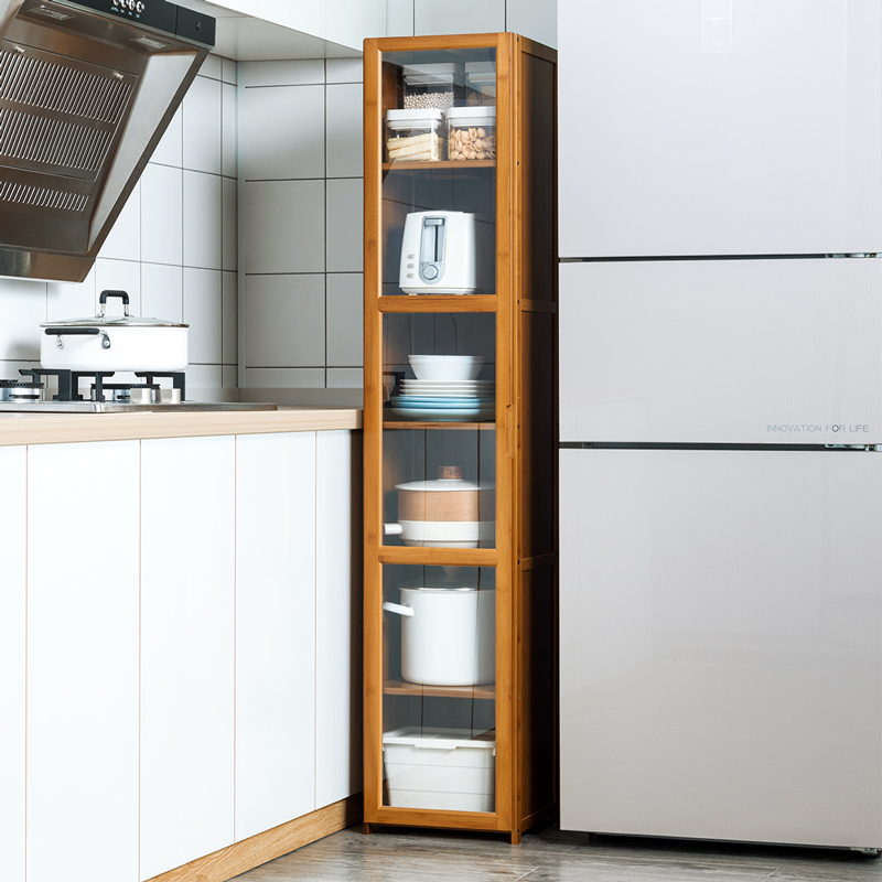 Kitchen Shelve Clamp Stitch Bowl of Dish Seasoning Pan With the floor shelf floor multilayer with door narrow slit storage integral cupboard