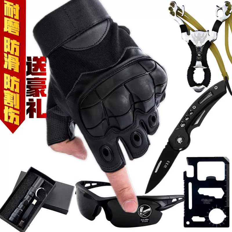 Găng tay nửa ngón tay của nam giới thể thao chiến thuật của phụ nữ phòng tập thể dục mỏng chống trượt đặc biệt chiến tranh cưỡi xe máy mùa hè thoáng khí - Găng tay