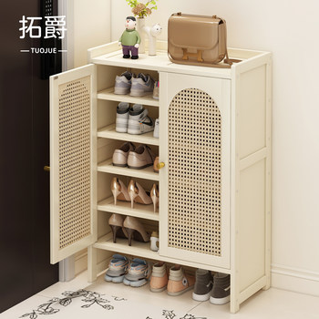 Shoe Rack Storage Solution for Small Narrow Entryways, Space-Saving Cream-Style Shoe Cabinet for Home Use, Aesthetically Pleasing Multi-Layer Storage Shelf