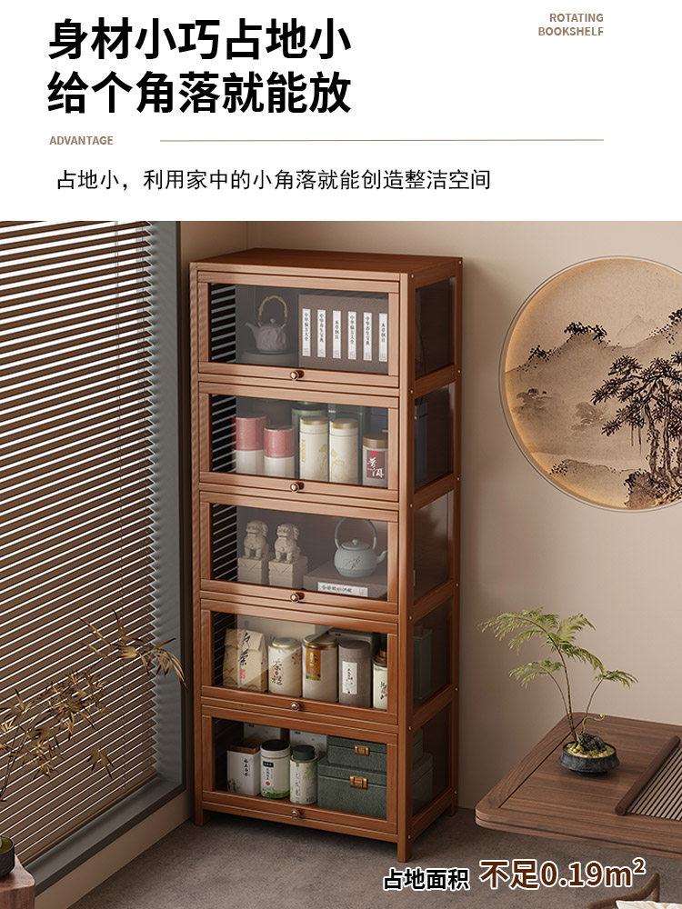 Bogu Rack Small Chinese Tea Cabinet Storage Shelf Tea Room Dustproof Tea Cabinet Wall-Mounted Multi-Functional Storage Cabinet Bookcase