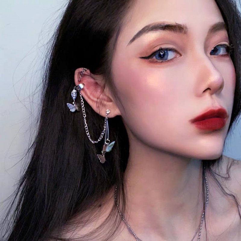 Double ear hole one-piece ear needle ear bone pin ins more than two-hole earring tassel ear clip earrings one-piece