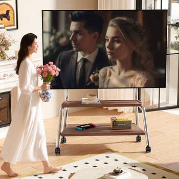 Tv Movable Stand Stainless Steel Floor-Standing Wheeled Cart 65/75/ 85inch Etc. Universal Art Hanger