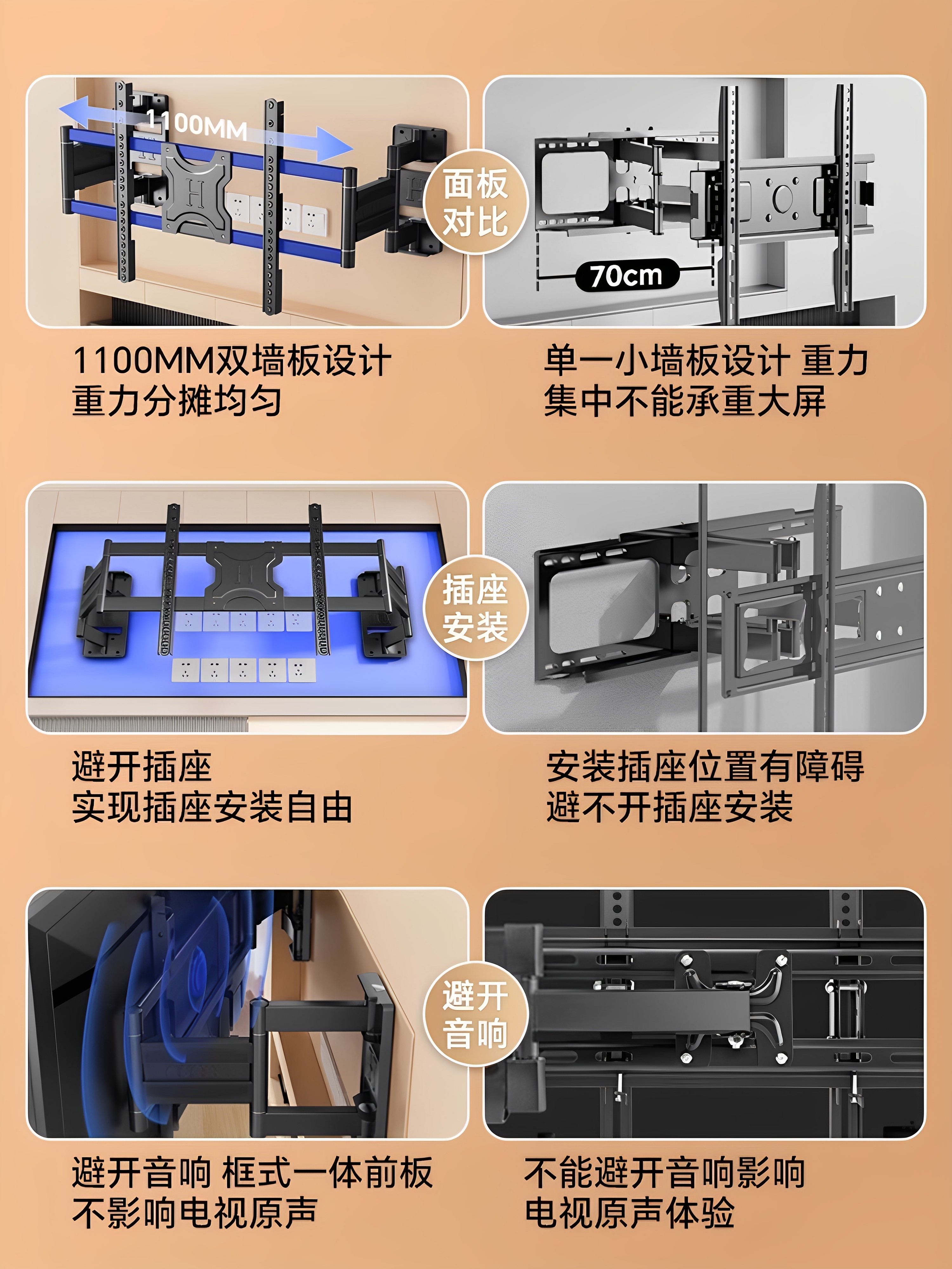Large Screen Ultra-Thin Embedded Tv Retractable Bracket Suitable for Tcl Thunderbird Skyworth and Other 75/85/ 100inch Brackets