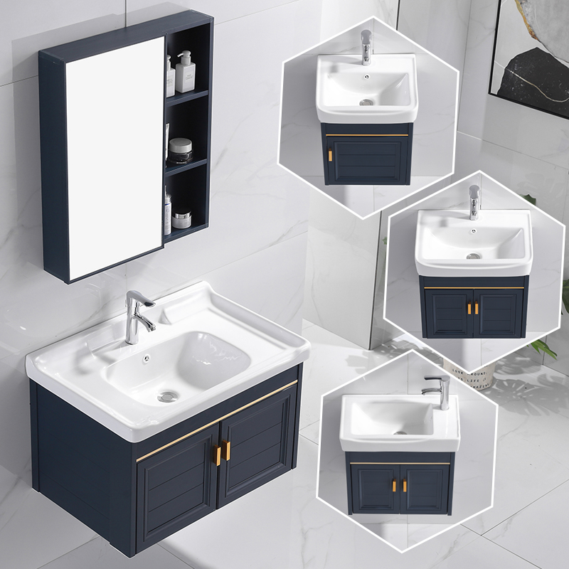 Space Aluminum Bath Cabinet MAKEUP ROOM WASH BASIN CABINET COMPOSITION SMALL HOUSEHOLD TYPE WASHBASIN INTEGRATED TABLE FACE WASH TABLE FACE BASIN
