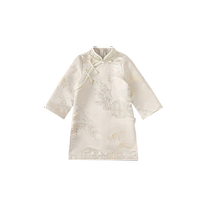 INSbobo girls national style cheongsam autumn clothing new childrens embroidered skirt new Chinese style buckle spring and autumn womens style