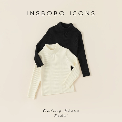 INSbobo Демисезонный осенний однотонный детский приятный телу свитер, высокий воротник
