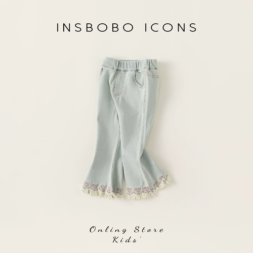 INSbobo Штаны, детские весенние джинсы для девочек, тренд сезона