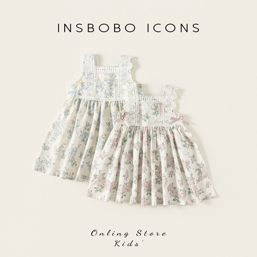 INSbobo Летнее платье, юбка, летняя одежда, детский наряд маленькой принцессы для девочек, в цветочек