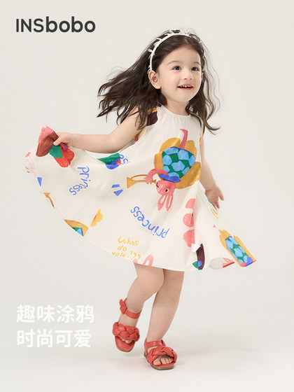 女童连衣裙夏印花女宝夏装2025夏季新款无袖女宝裙子儿童童装夏天