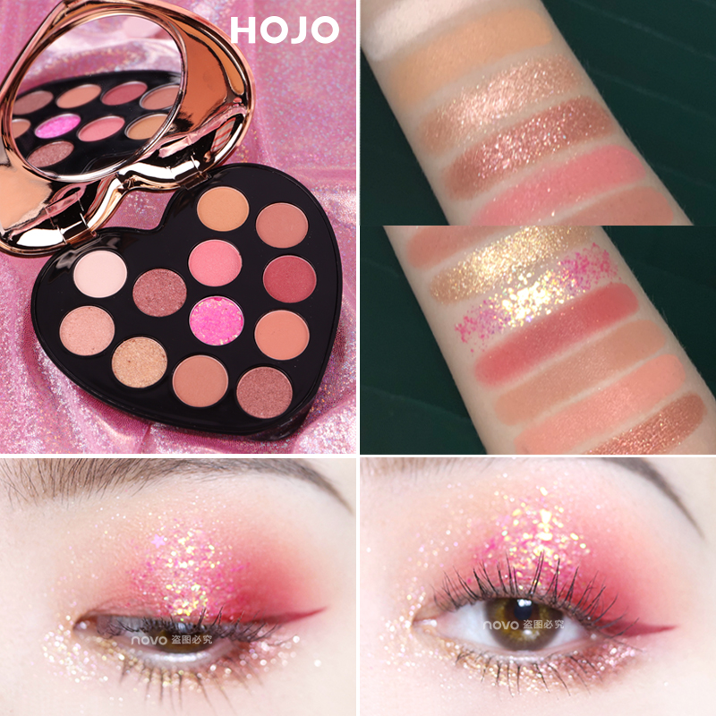 Net celebrity NOVO love heart eye shadow palette ins super fire glitter pearl matte waterproof earth color affordable student