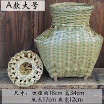 Handmade bamboo woven with cover fishing spare fish basket picking basket Eel basket imitation old shrimp cage stage props bamboo basket hot sale