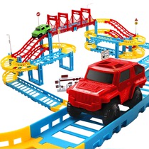 Childrens toy electric rail car racing track assembly car small train