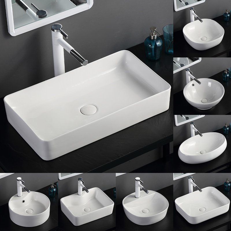 Ceramic European Countertop Basin Square Art Basin Washbasin Round Basin Powder Room Washbasin Washbasin