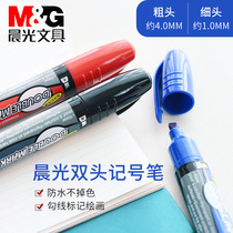 Morning light stationery 2110 Double Jay notes pen Mark pen Oily CD Pen Sketchbook Pen big double head waterproof not easy to fall Thronhead pen express logistics with pen