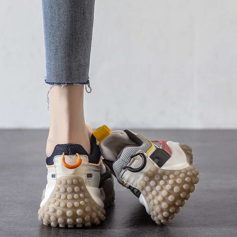 Song Poetry Yin Thick Base Old Daddy Shoes Woman Early Spring Breathable 2022 New Students Casual Shoes 100 Hitch Genuine Leather Sneakers