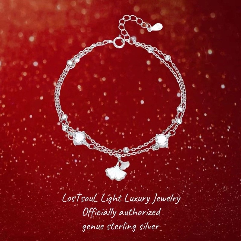 Pure Silver S999 Double-Layer High-End Design Sterling Silver Bracelet, Silver-Plated, Light Luxury, Niche, Best Friend Birthday Gift