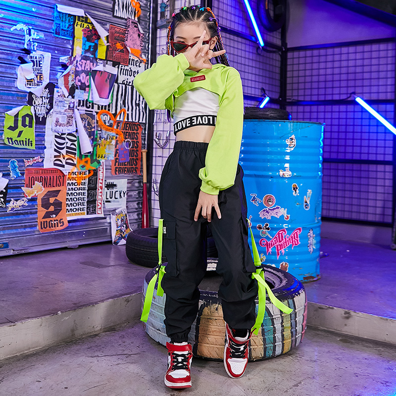 Practice clothes dance children hip hop street dance suit girls jazz dance costume girls catwalk fashion clothes costumes cool