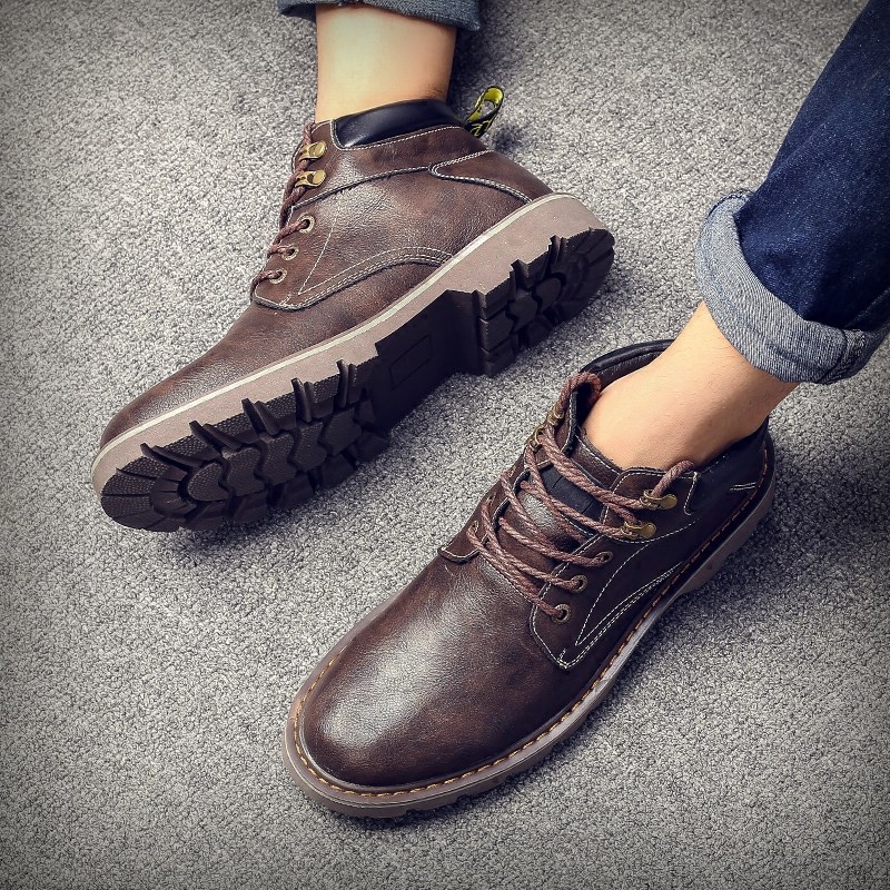 Martin boots men's 2022 autumn leather high-top men's shoes outdoor medium-tube British style Korean version of the motorcycle tooling boots tide shoes