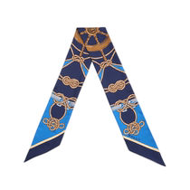 (Self-operated) Bally Bally early spring new womens mulberry silk navy blue decorative scarf 6306973