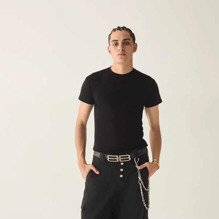 Geniusclub Spring and Summer Basic Black Slim-Fit Base Layer Tight-Fitting Solid Color Black Short-Sleeve Men's Fabric Newly Upgraded