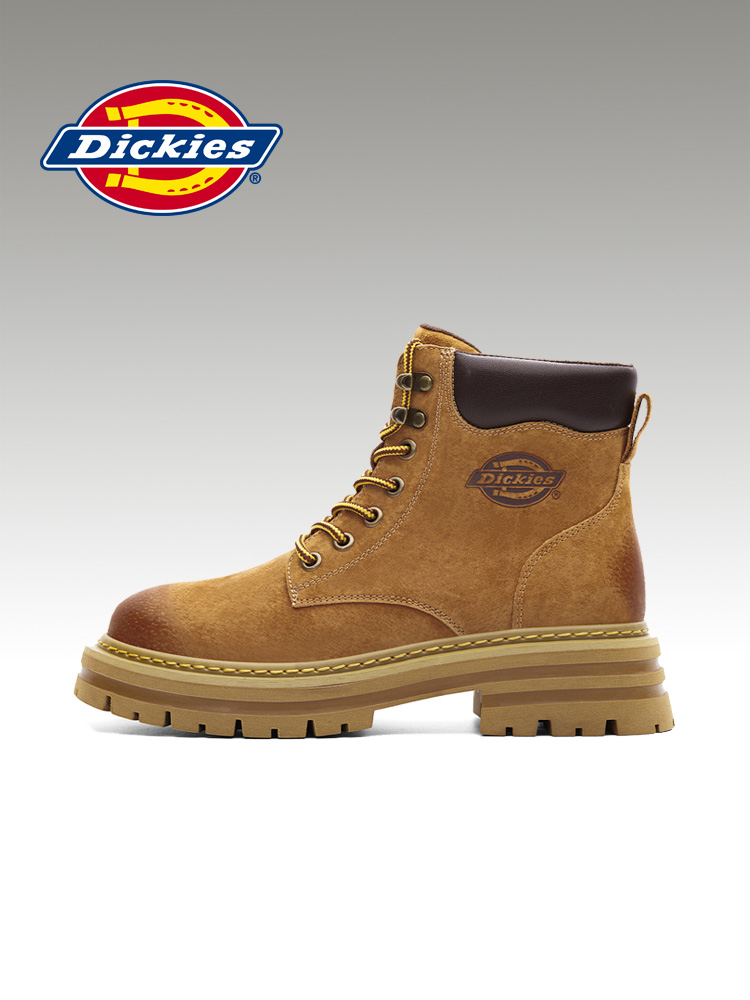 Dickies马丁靴男款英伦风冬季加绒大黄靴真皮迪克斯保暖雪地靴子-Taobao