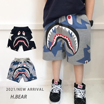 Childrens Tide brand shorts thin five points 2021 summer Japanese shark personality handsome Handsome Mens treasure cotton outside