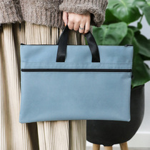 a4 file bag handbag female canvas zipper bag student carry book bag file storage bag file bag file bag business Oxford office bag student hand-held data for men and women zipper waterproof