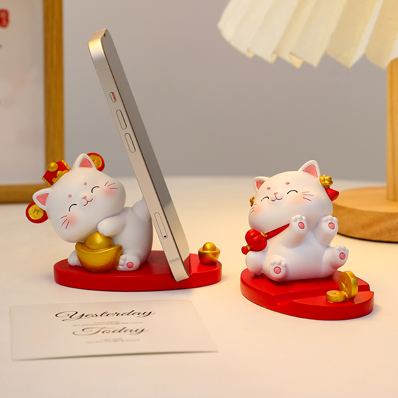 Creative Cute Tricks The Cat Cell Phone Bracket Small Pendulum Pieces Home Office Desktop Decorations Send Bestie Gifts Lady-Taobao