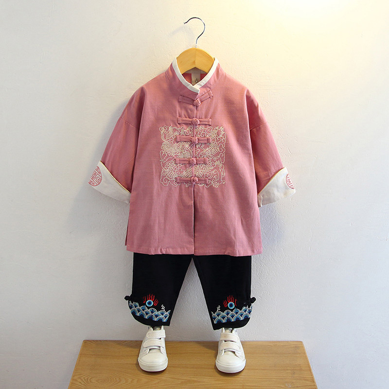 Boy Hanfu 2 Chinese style 3 Long sleeve 4 Spring dress 5 Ancient costume 6-year-old boy Chinese clothing Spring and autumn children's Tang dress 7