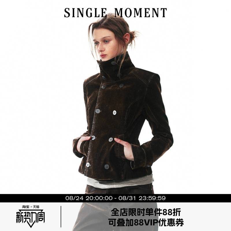 Single Moment 26Aw French Commuter Retro High-Neck Short Velvet Workwear Jacket Long-Sleeved Jacket for Women Single Moment 26Aw French Commuter Retro High-Neck Short Velvet Workwear Jacket Long-Sleeved Jacket for Women