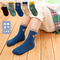 Autumn Winter Boy Socks Thin of pure cotton Middle cylinder Sox 5 years 8 small middle child 13 breathable cute high bunch of children cotton socks