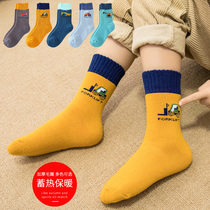 Boy Socks Autumn Winter Full Cotton Soft Thickened Warm Children Midbarrel Socks Baby Boy Home Pure Cotton Carpet Socks