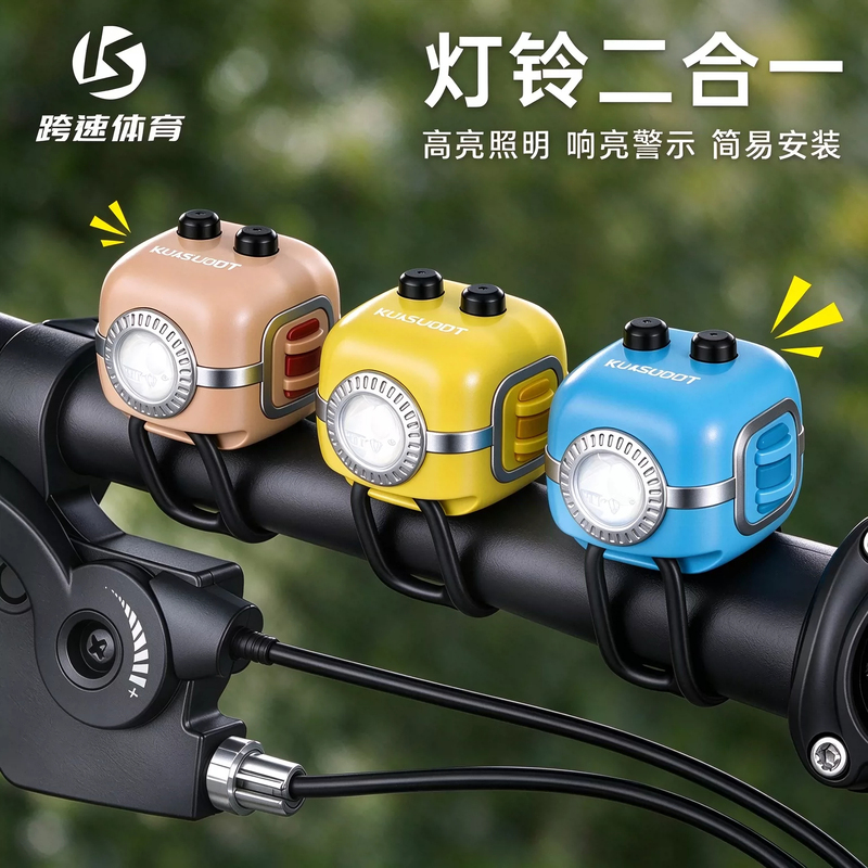 Bicycle Two-In-One Horn Light, High Decibel Mountain Road Bike Night Riding Warning Bell, Portable Cycling Equipment