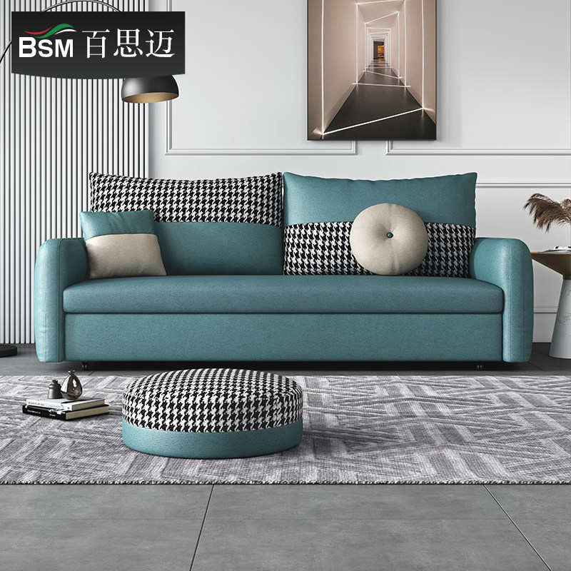 Italian-style dual-purpose sofa bed foldable storage double modern minimalist living room small apartment wash-free technology cloth