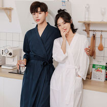 Couple a pair of bathrobes Womens long spring and autumn thin models Mens large size hotel nightgown pajamas absorbent yukata Summer