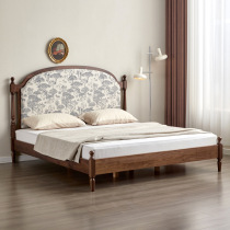 Nordic light luxury soft-packed solid wood bed black walnut fabric cherry garden bed 1 8 meters 1 5 meters simple double bed