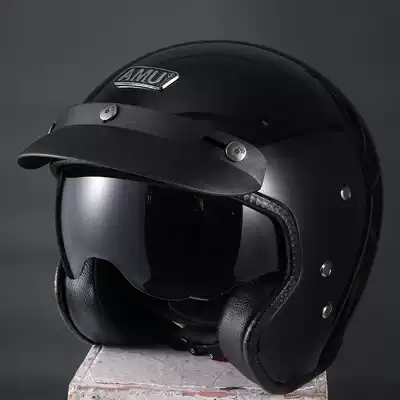 AMU locomotive semi-helmet glass fiber retro locomotive helmet 3c certified men and women Summer Four Seasons universal helmet